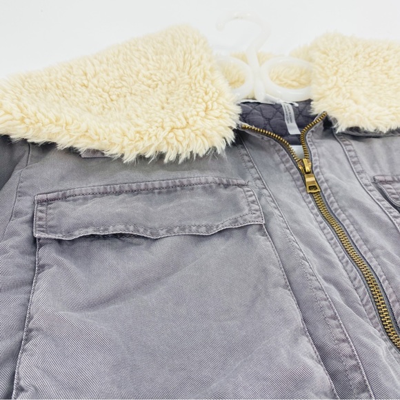 Young, Fabulous And Broke Cropped Bomber Jacket Tencel with Fur Collar - Picture 10 of 10